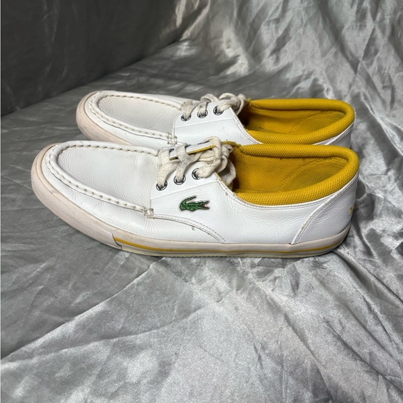 Lacoste Men's White and Yellow Boat Shoes - Picture 1 of 5
